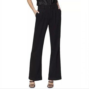 Paige Leenah Pleated Wide Leg Jeans in Director Black Size 23